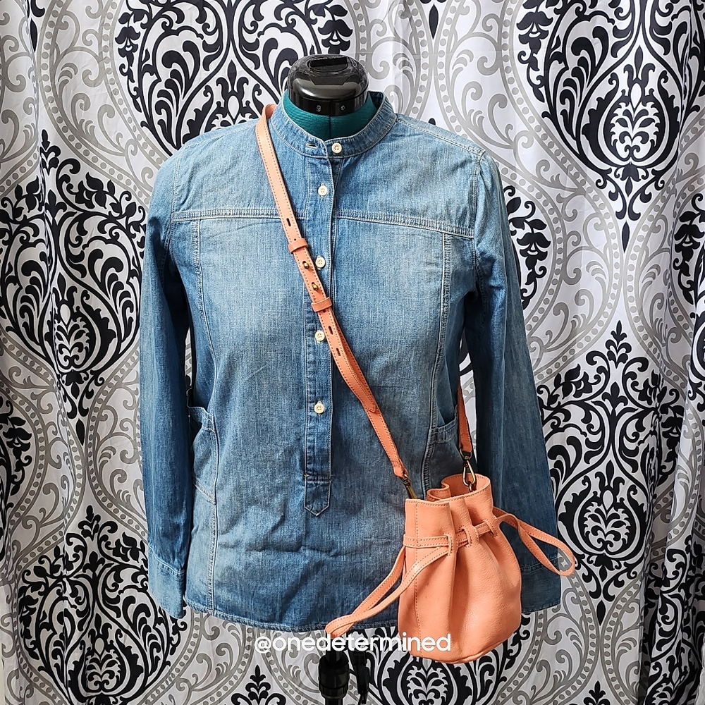 Pink Leather Drawstring Crossbody - Picture 3 of 17